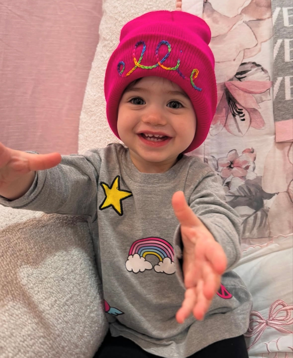 Custom Embroidered Knit Baby Beanie