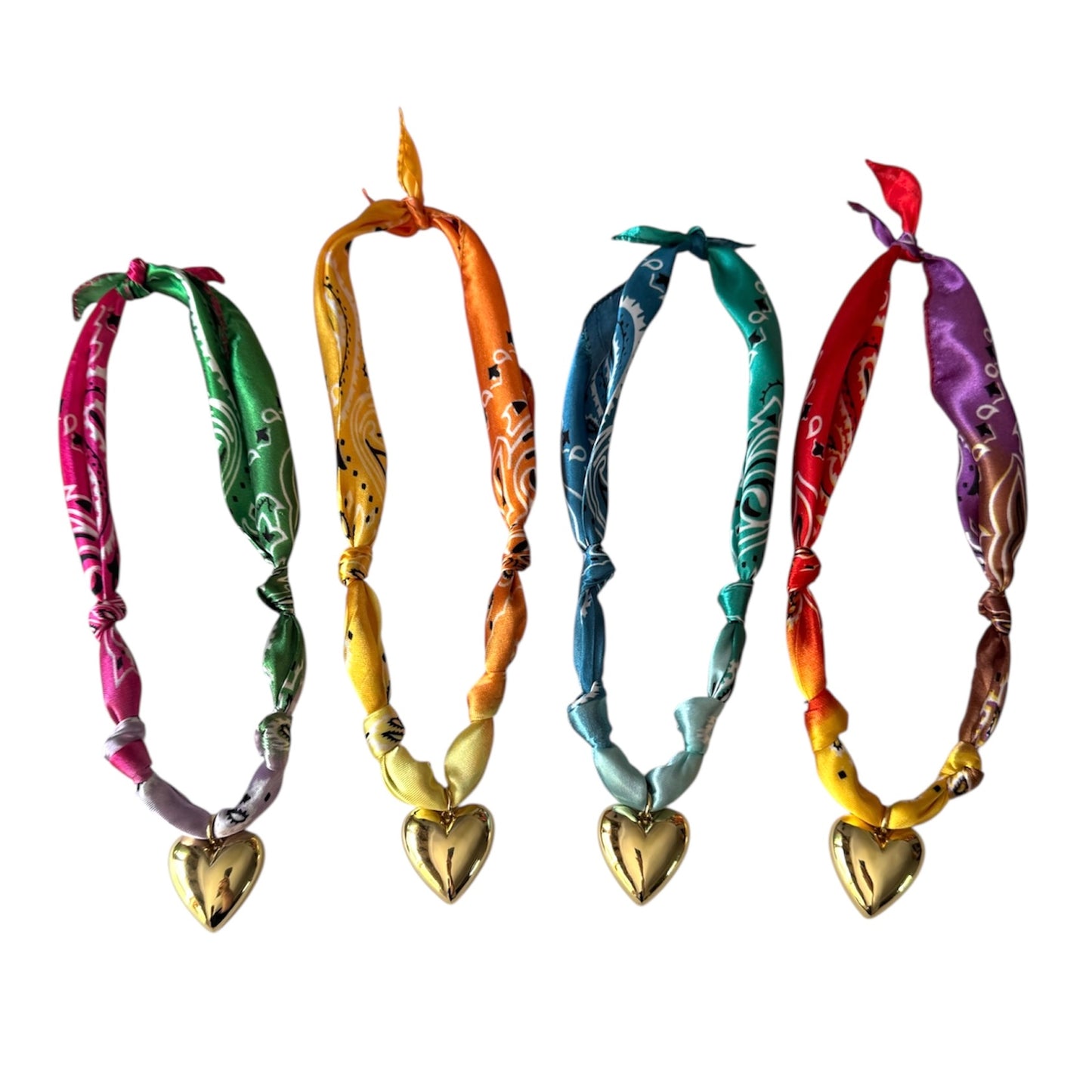 Ombré Bandana Heart Necklace