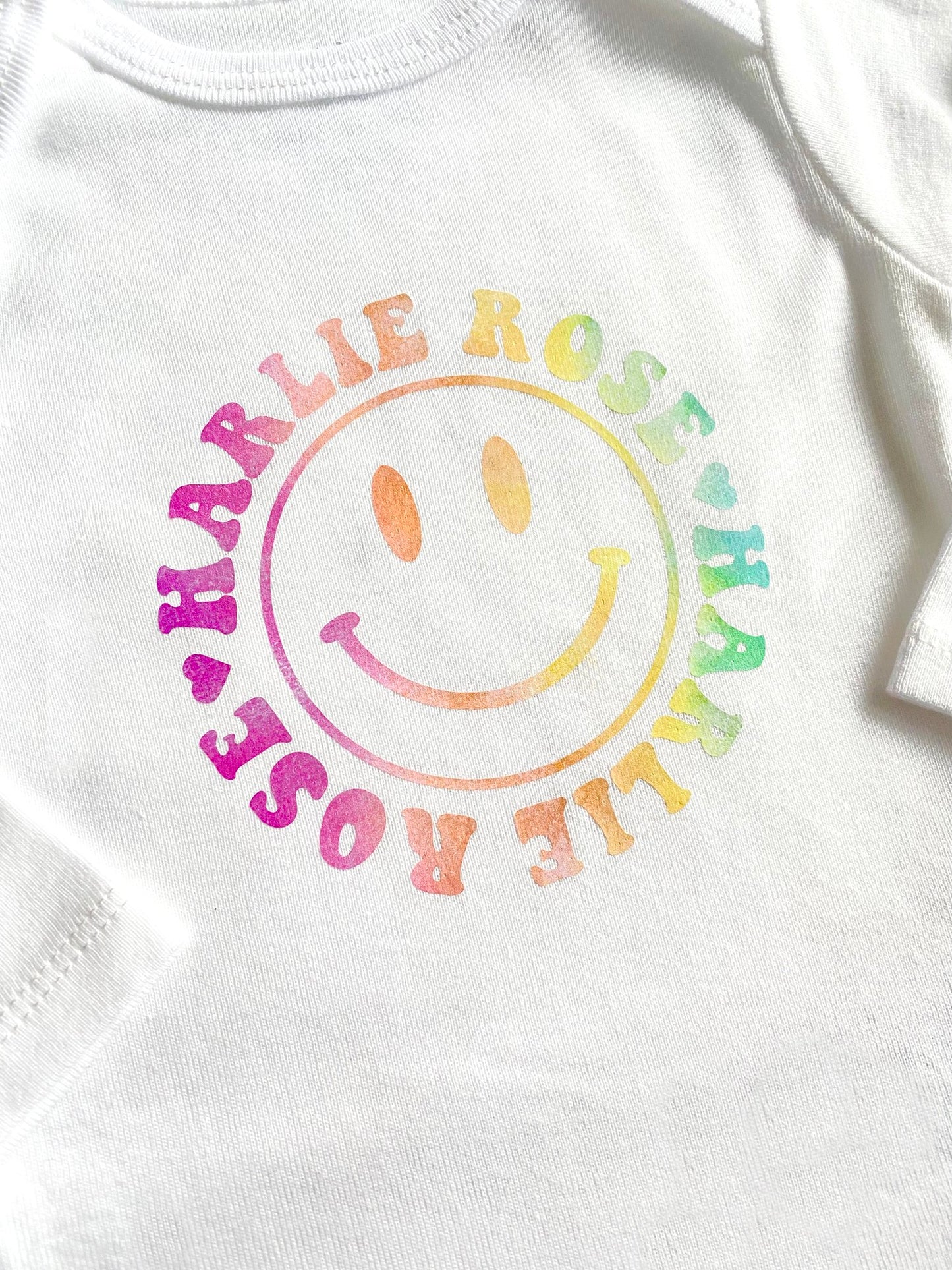 Custom Smiley Heart Name Onesie