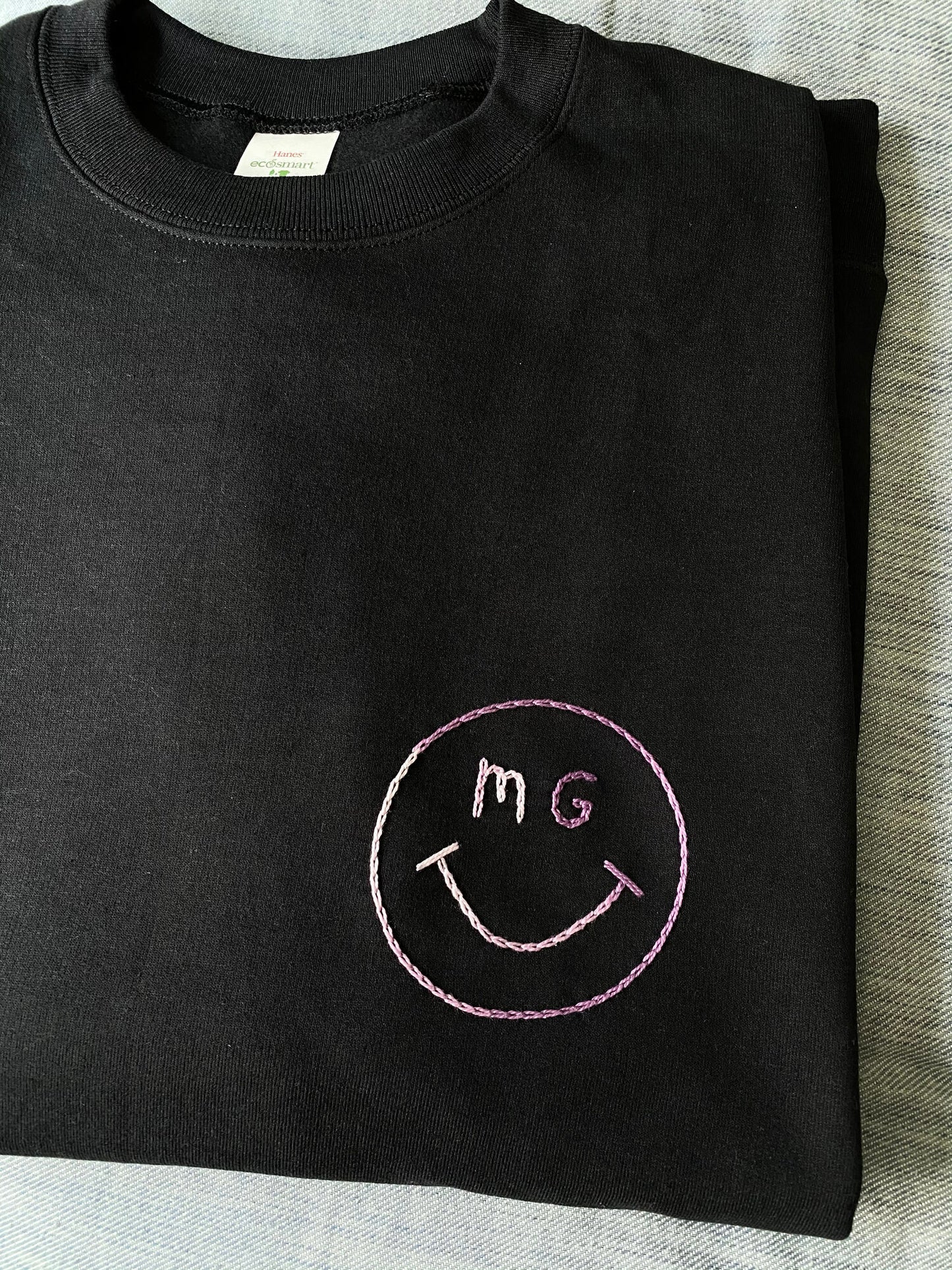 Custom Embroidered Smiley Initial Sweatshirt
