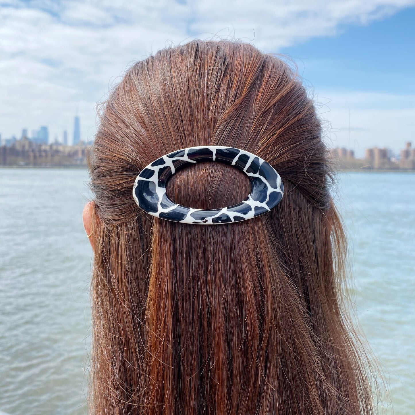 Large Cowhide Oval French Barrette