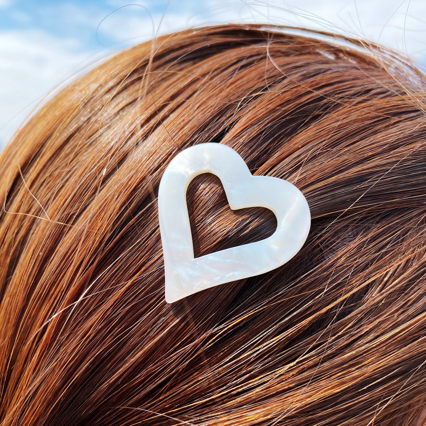 White Mother of Pearl Heart French Barrette