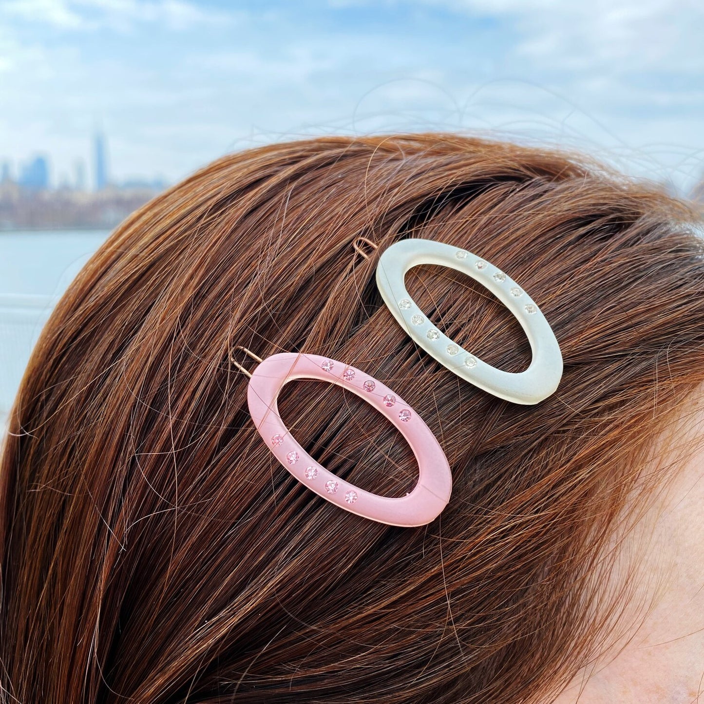 Oval Rhinestone French Barrette