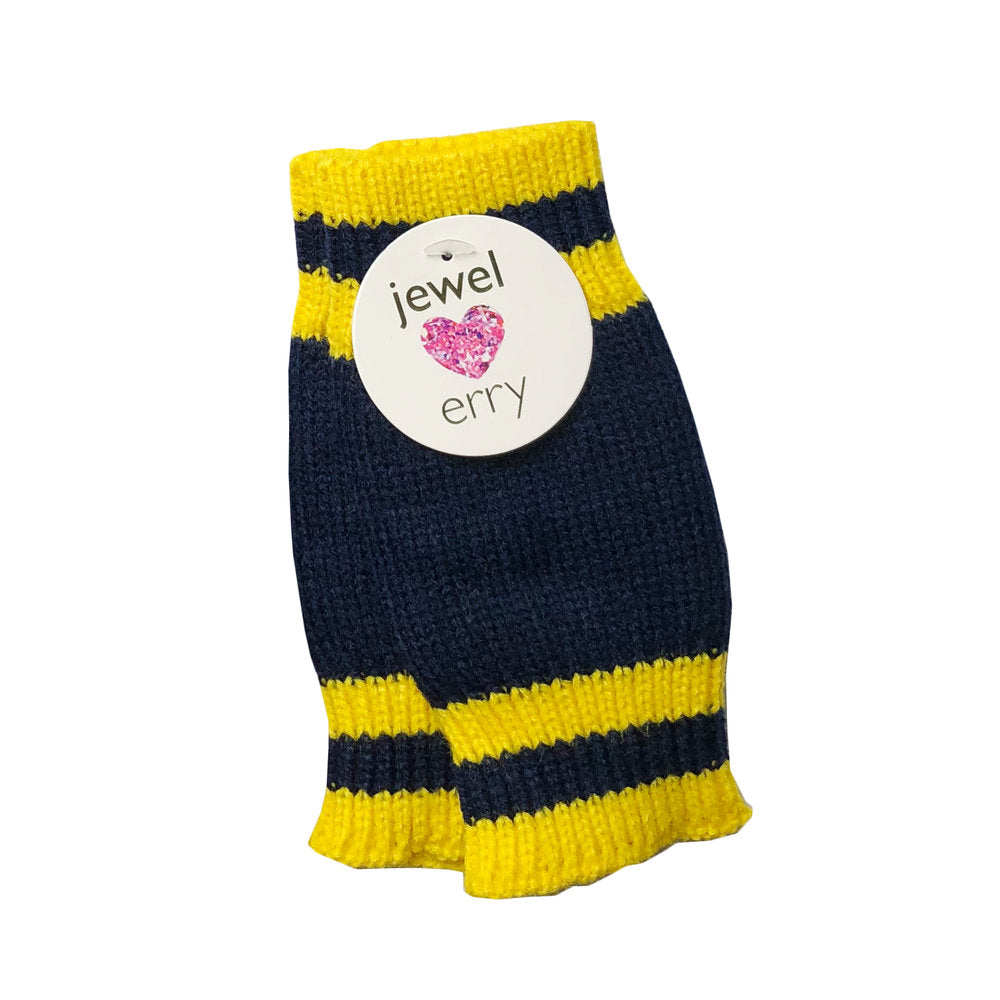 Blue & Yellow Fingerless Gloves