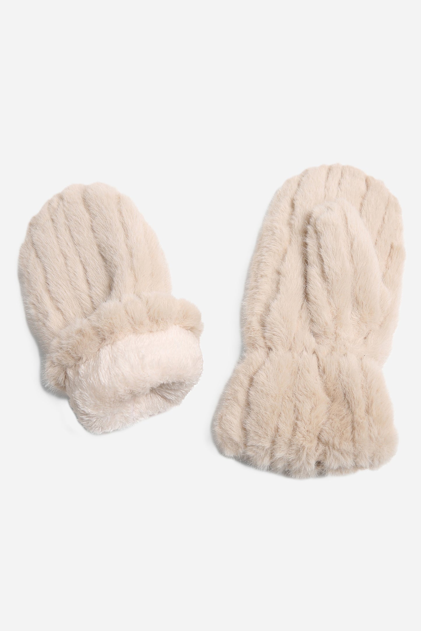 Seamed Faux Fur Mittens