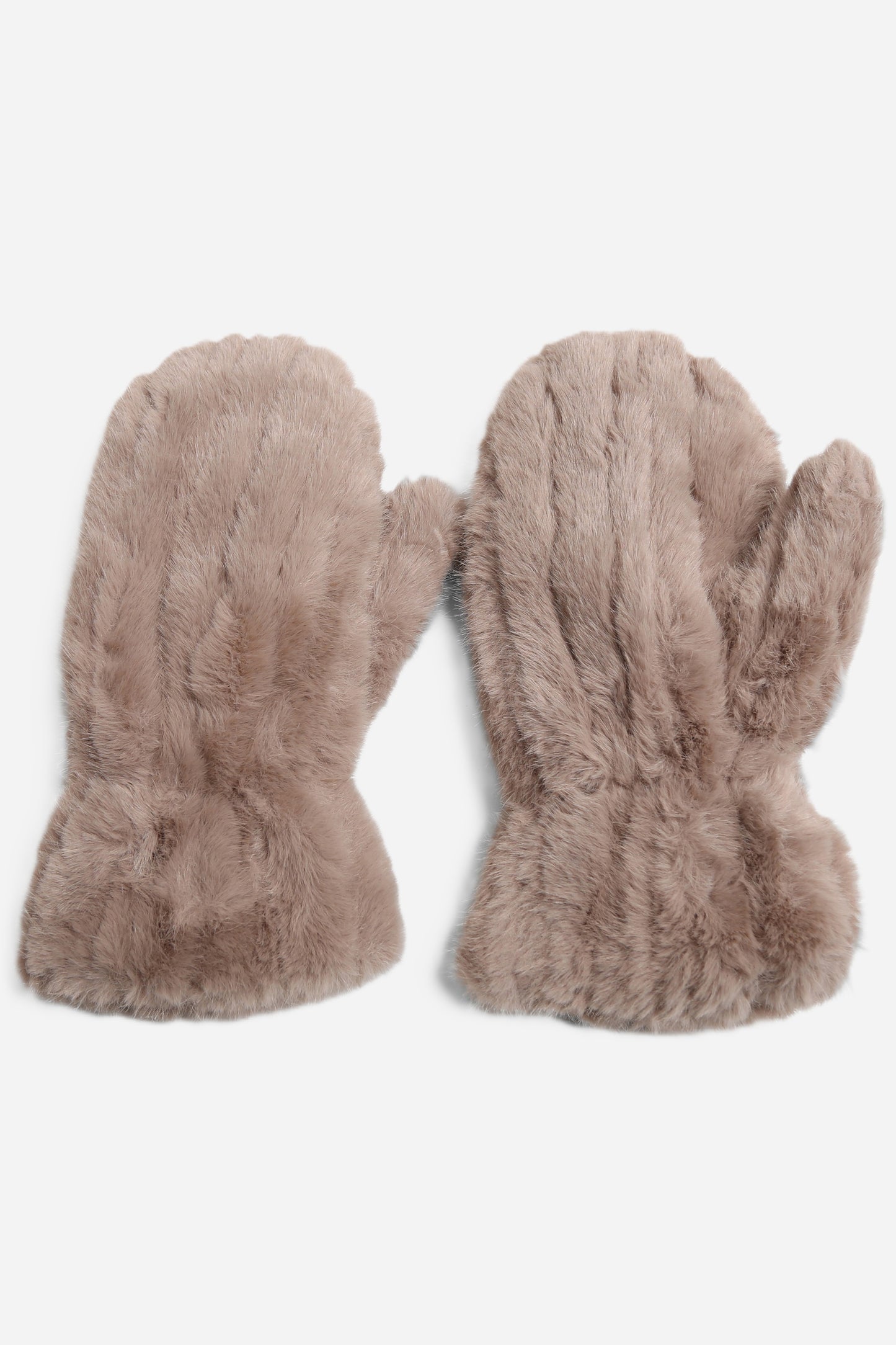Seamed Faux Fur Mittens
