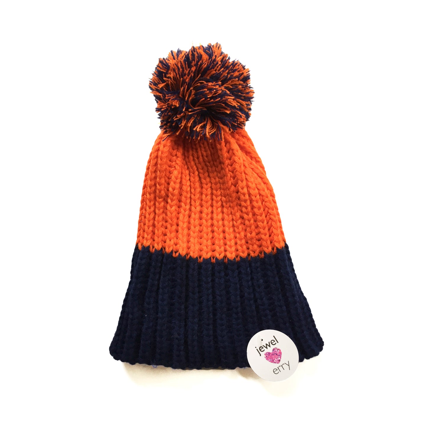 Blue & Orange Two Tone Knit Beanie