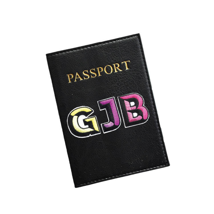Black Leather Passport Case w/ Kiss My Patch Initials