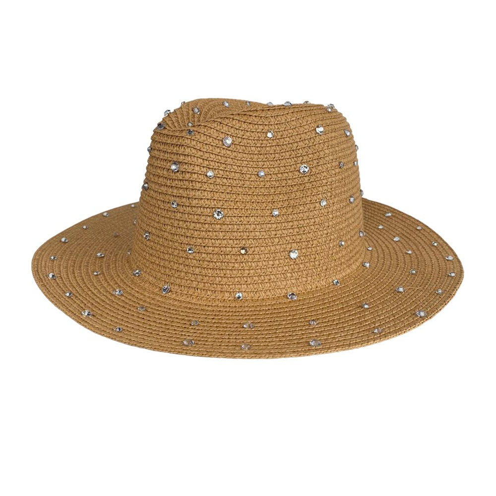 Clear Miami Beach Rhinestone Straw Hat