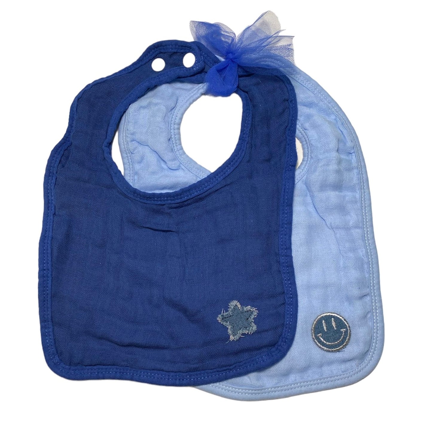 Muslin Baby Denim Patch Bib Set