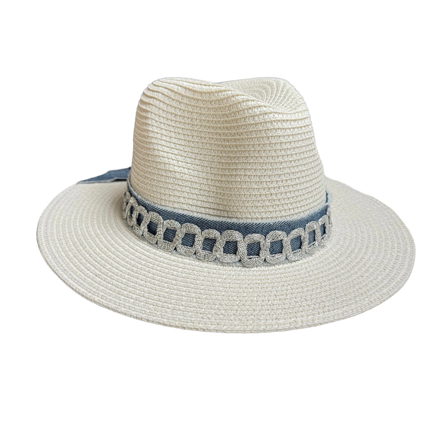 Silver Vintage Trim Palm Beach White Classic Straw Hat