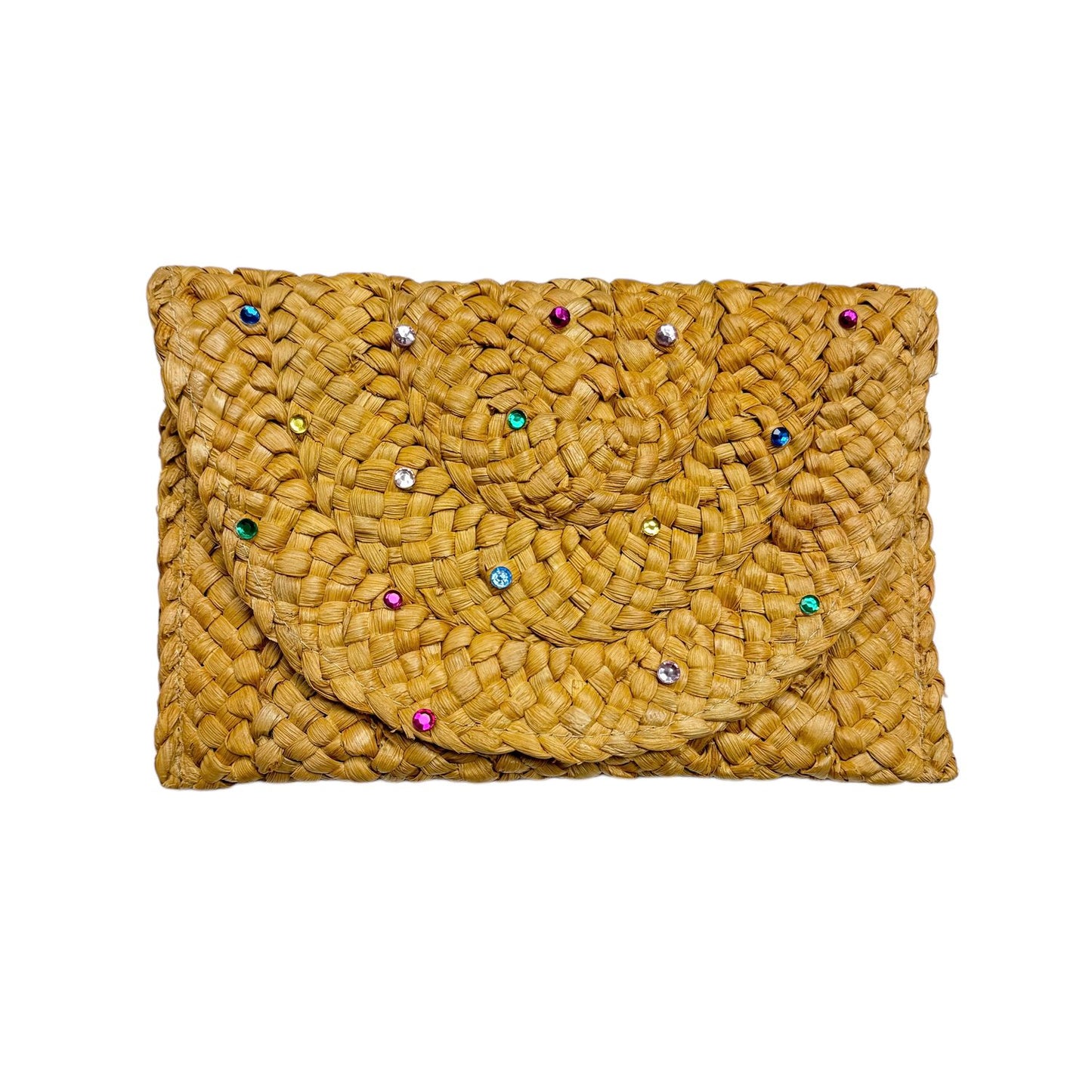 Sunny Collins Raffia Rhinestone Clutch