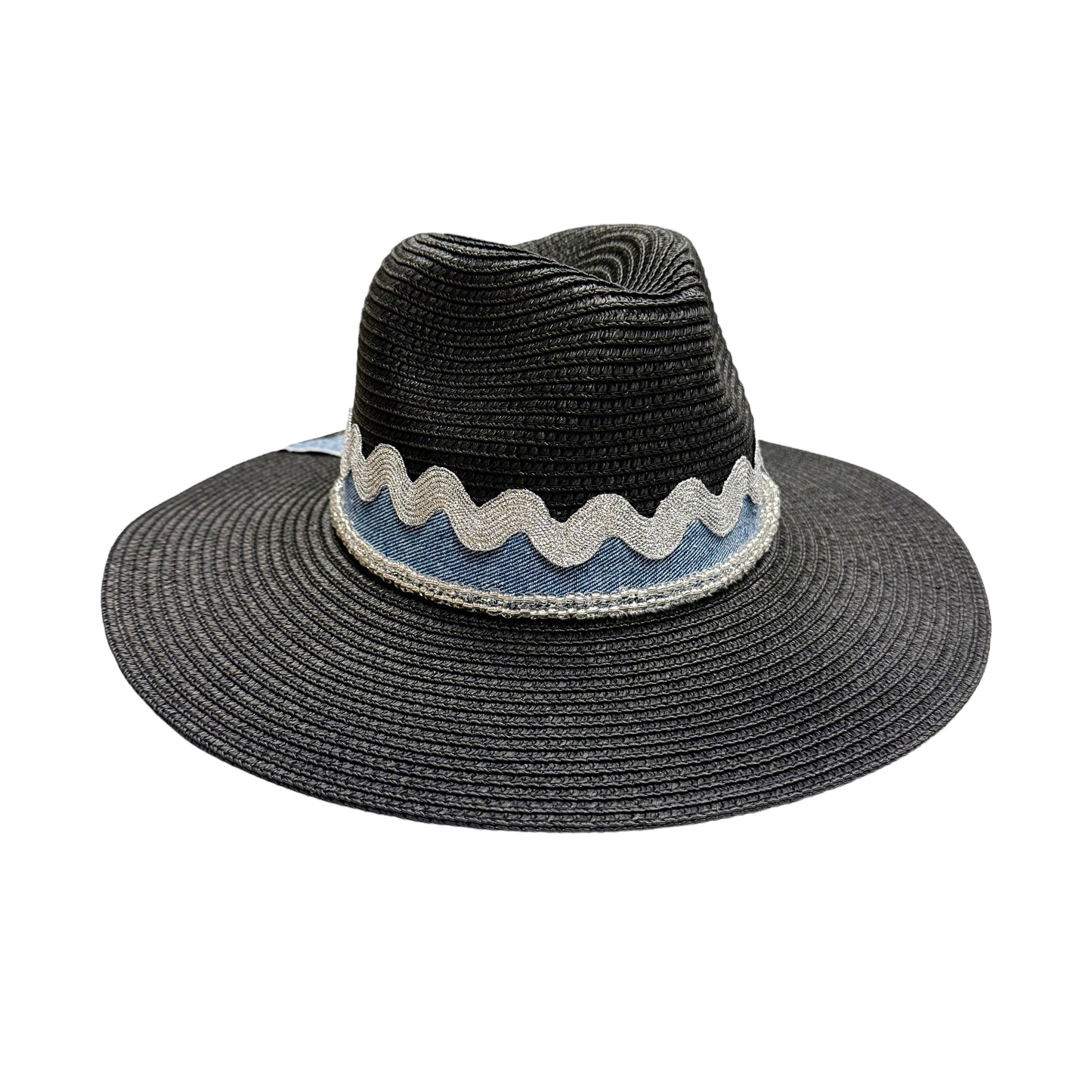 Silver Nikki Beach Black Classic Straw Hat