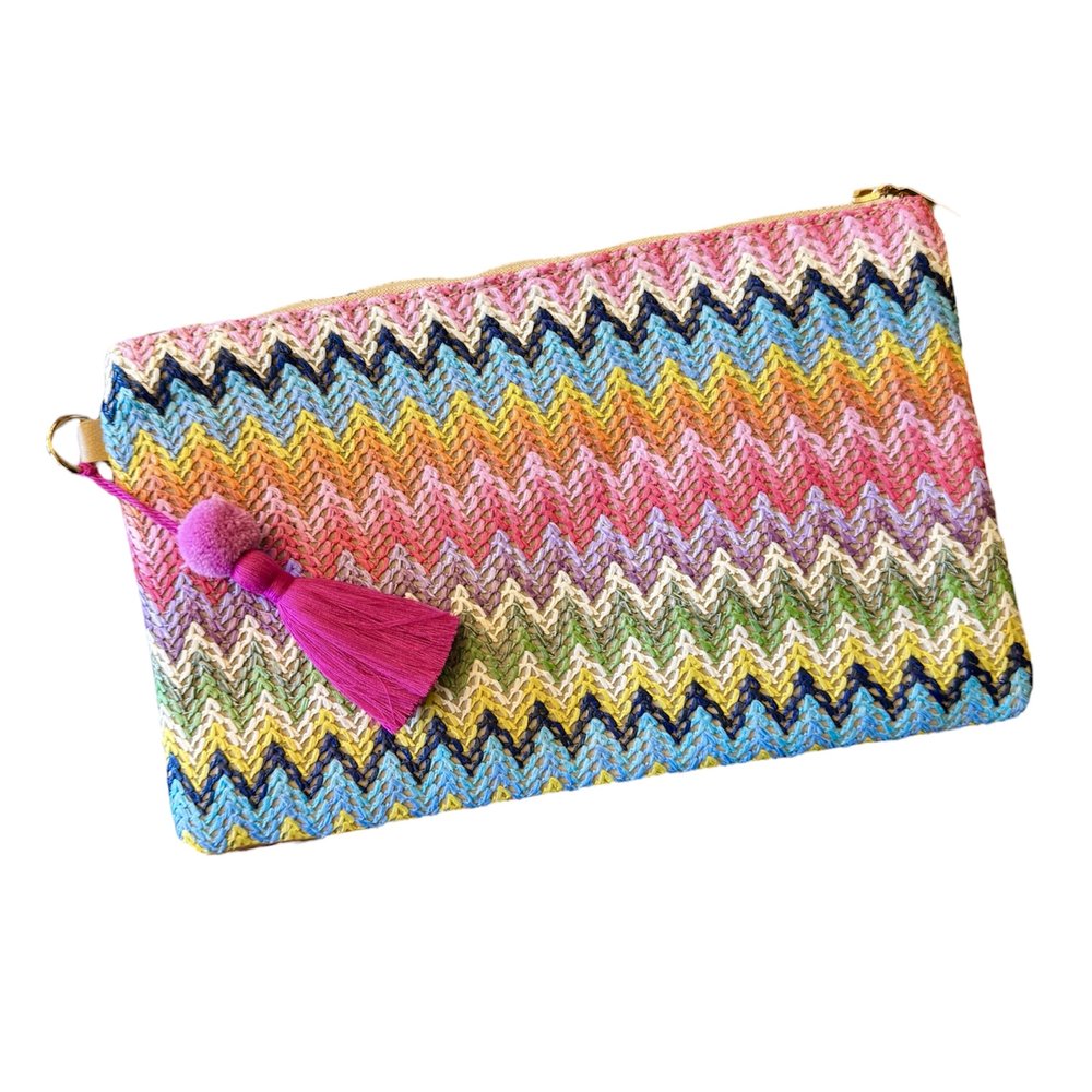 Chevron Pom Pouch
