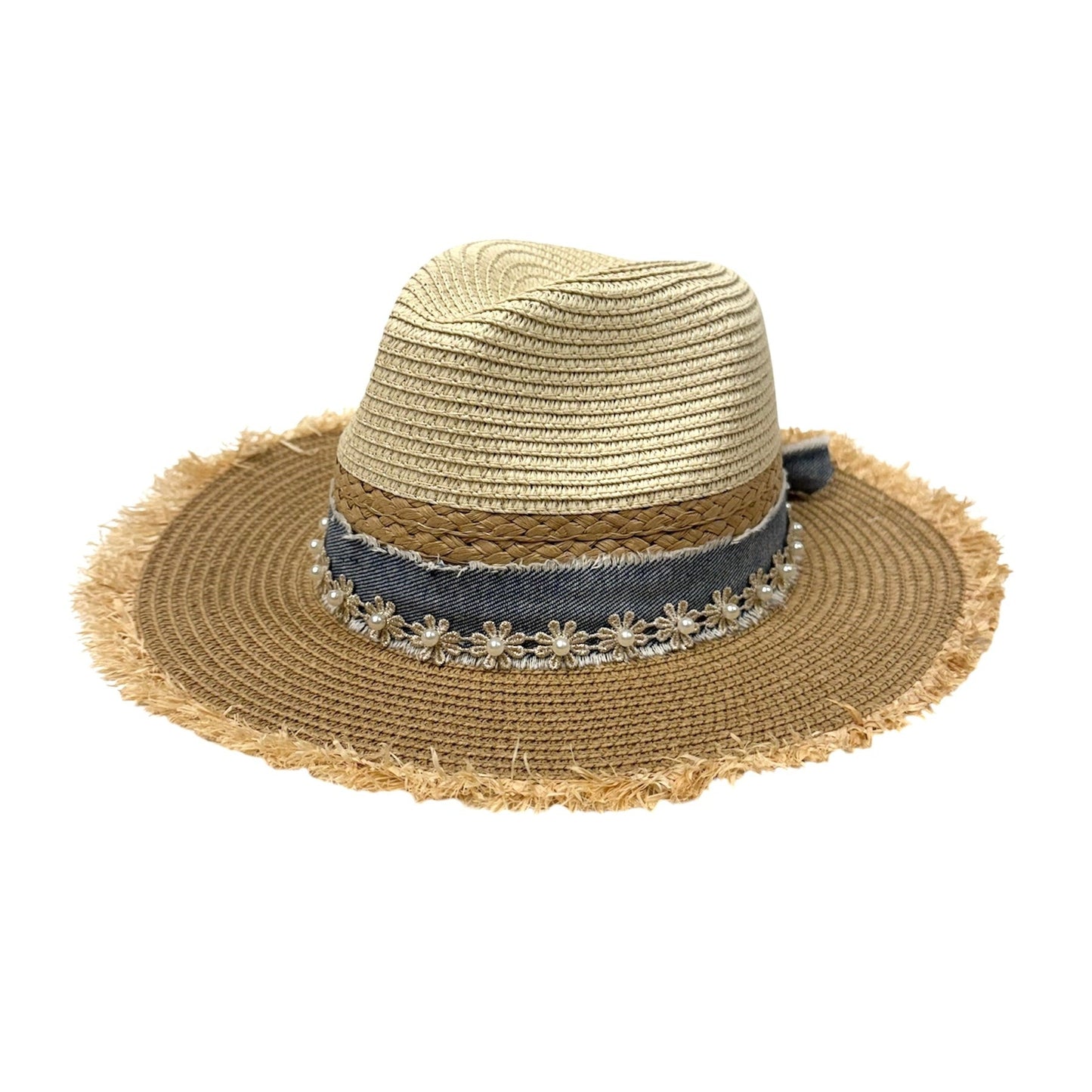 Key West Two Tone Frayed Straw Hat