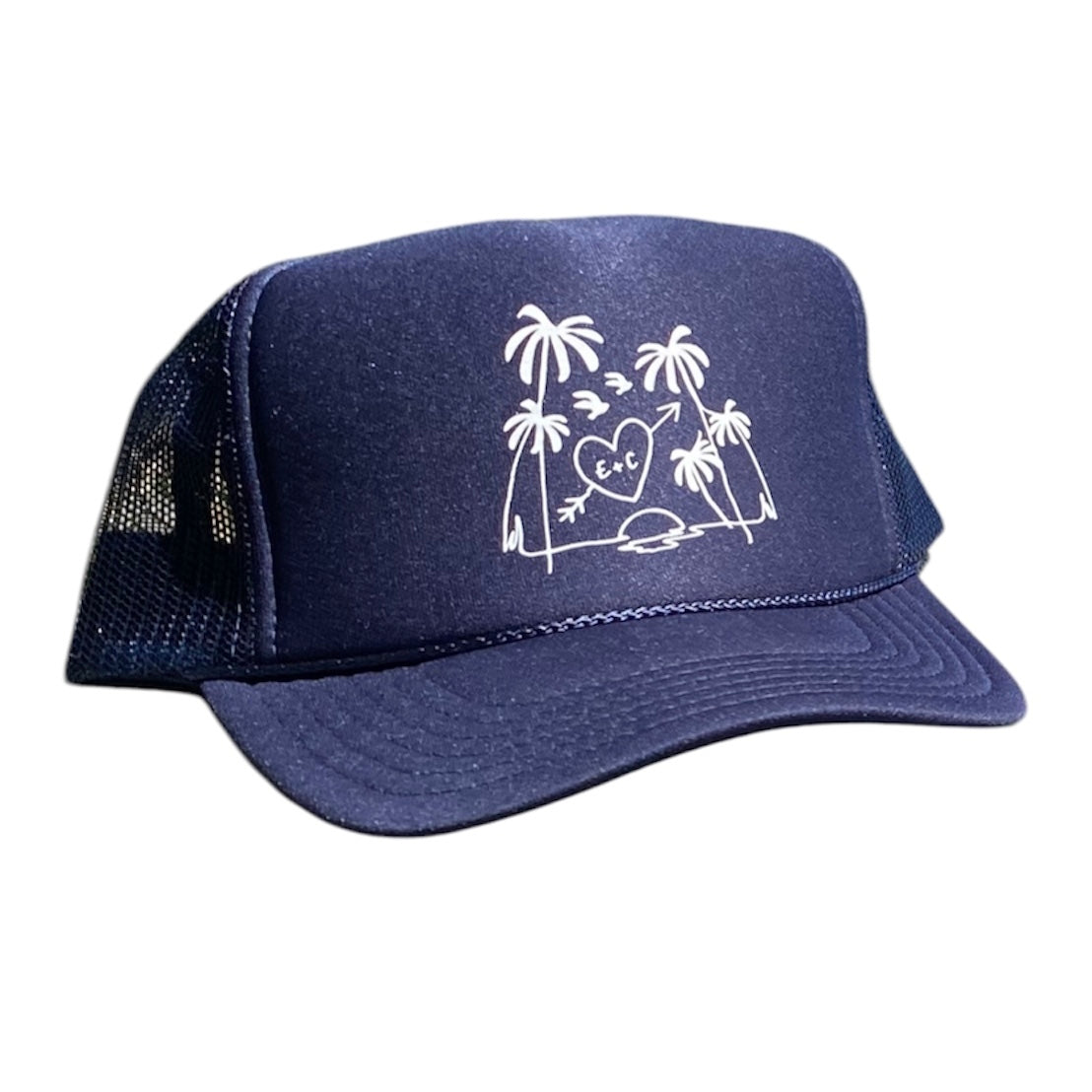 Custom Palm Tree Heart Trucker Hat