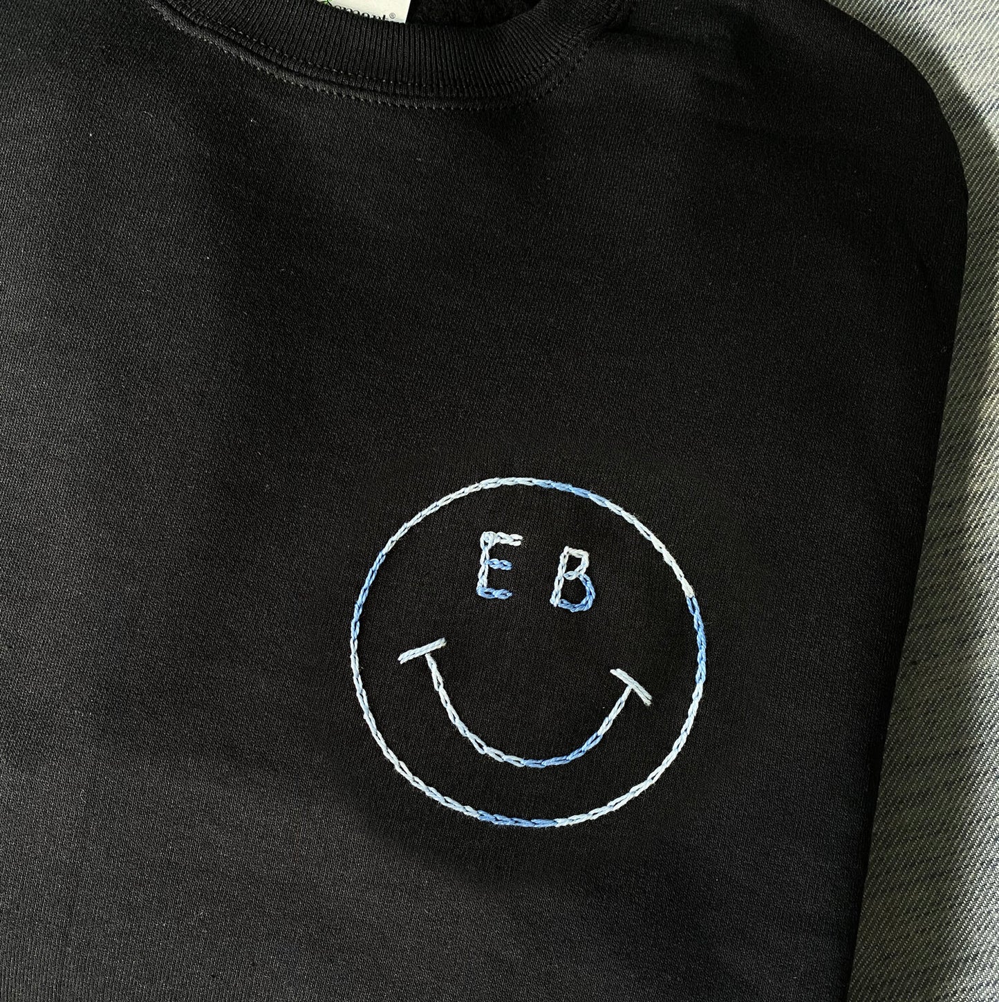 Custom Embroidered Smiley Initial Sweatshirt