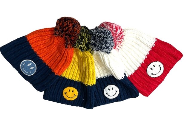Pom Pom Hat with Smile