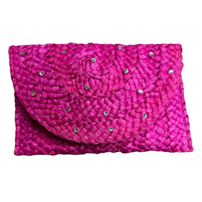 Sunny Collins Raffia Rhinestone Clutch