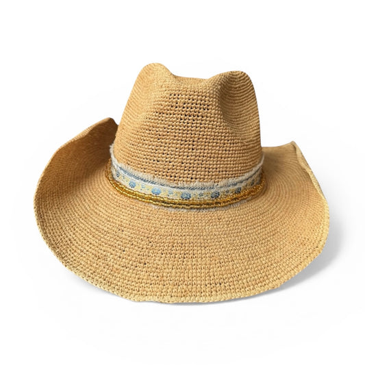 Blue Floral Aspen Raffia Cowboy Hat