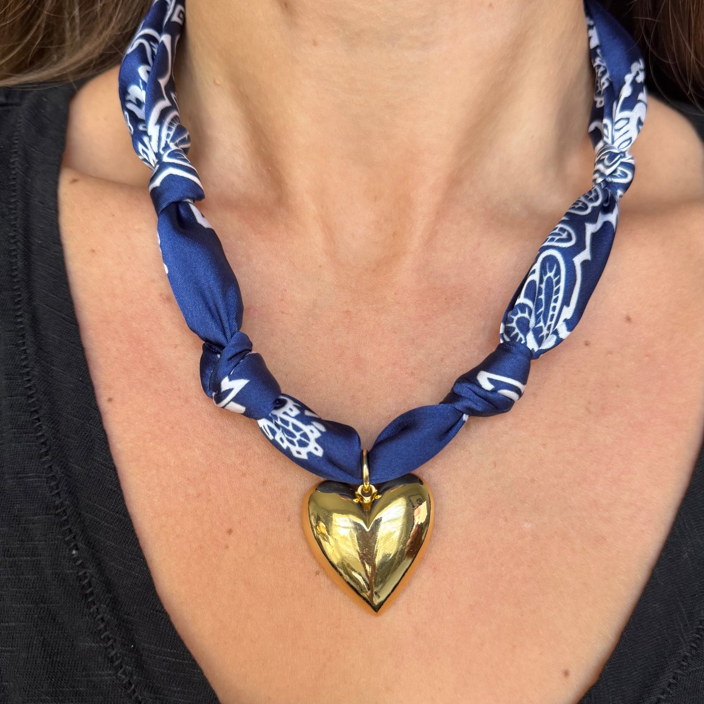 Solid Bandana Heart Necklace