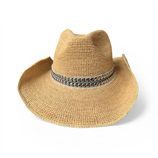 Studded Aspen Raffia Cowboy Hat