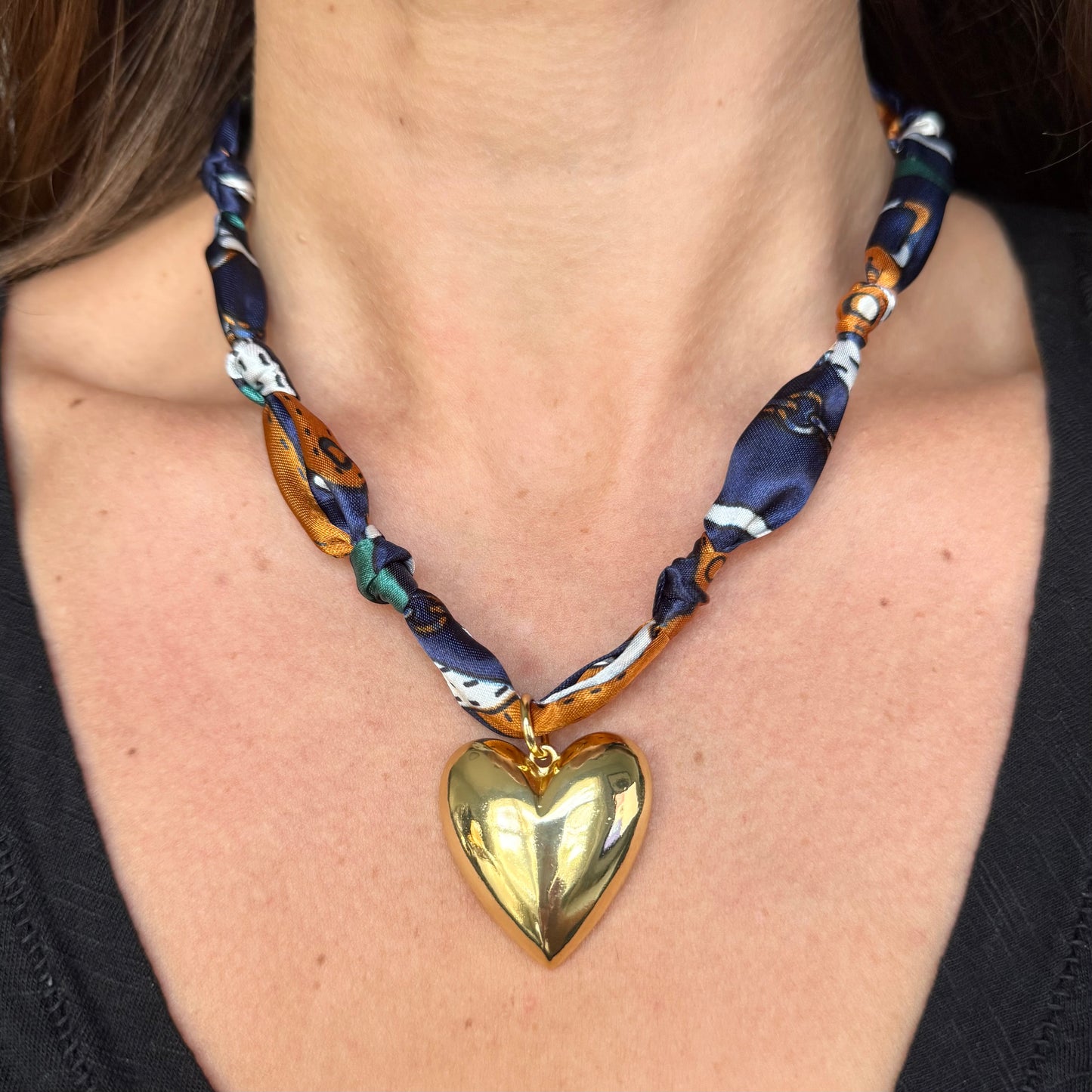 Patterned Bandana Heart Necklace