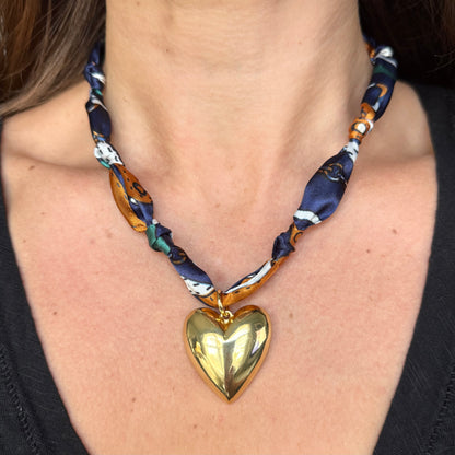 Patterned Bandana Heart Necklace