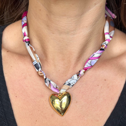 Patterned Bandana Heart Necklace