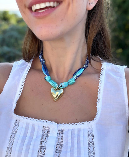 Ombré Bandana Heart Necklace