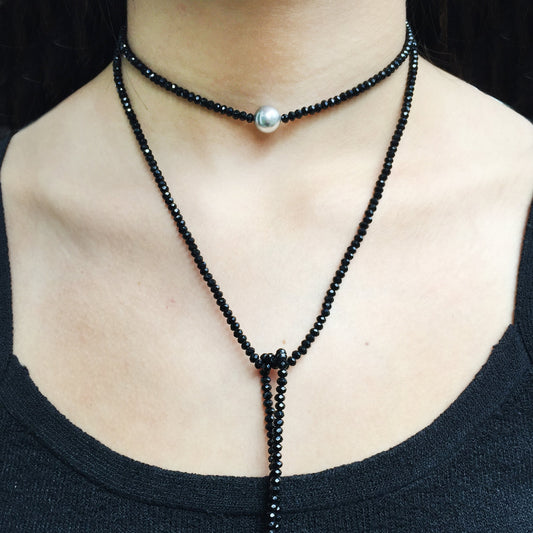 Wrap Around Silver Pearl Lariat