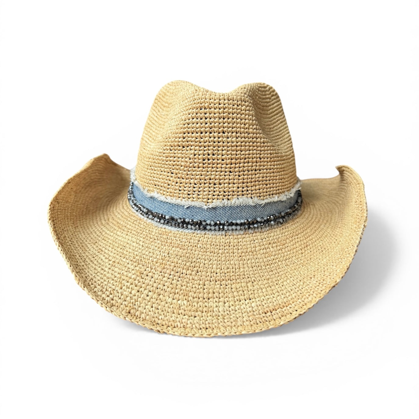 Black & White Aspen Raffia Cowboy Hat