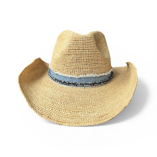 Black & White Aspen Raffia Cowboy Hat