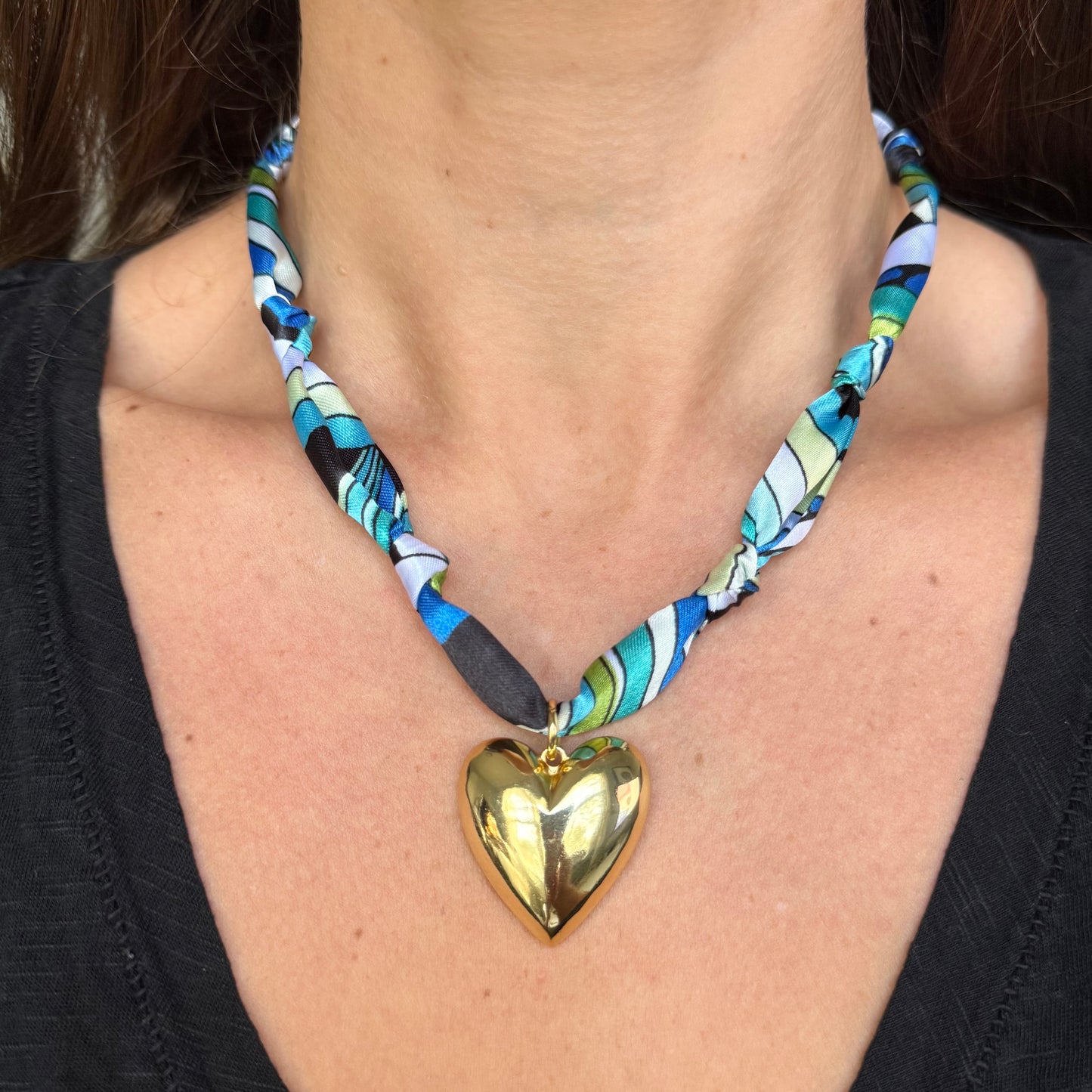 Patterned Bandana Heart Necklace
