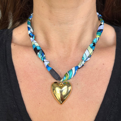Patterned Bandana Heart Necklace