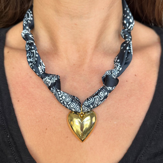 Solid Bandana Heart Necklace