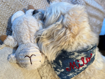 Custom Denim Embroidered Dog Bandana
