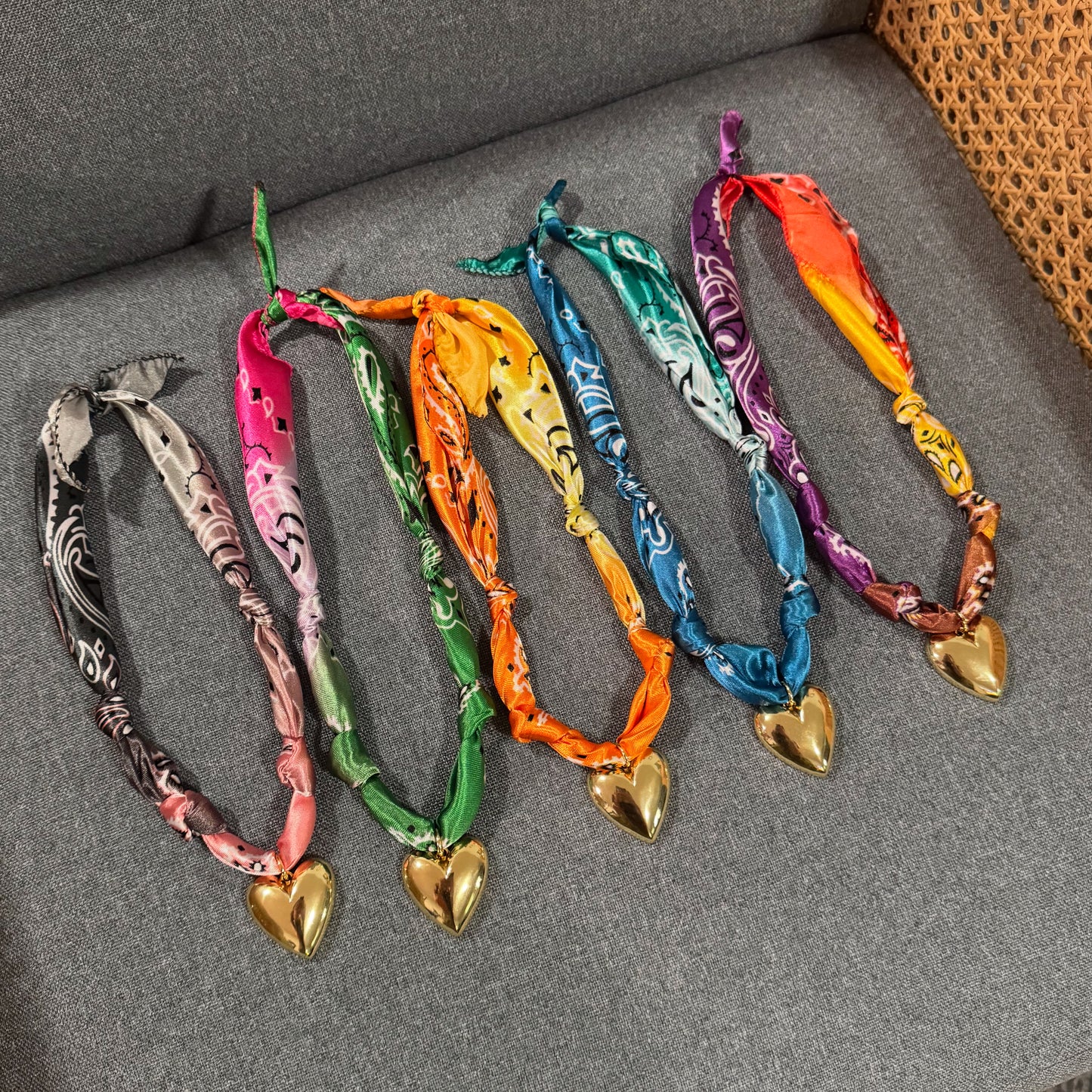 Ombré Bandana Heart Necklace