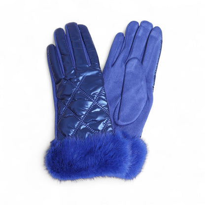 Puffer Gloves With Fur Cuff