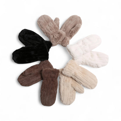Seamed Faux Fur Mittens