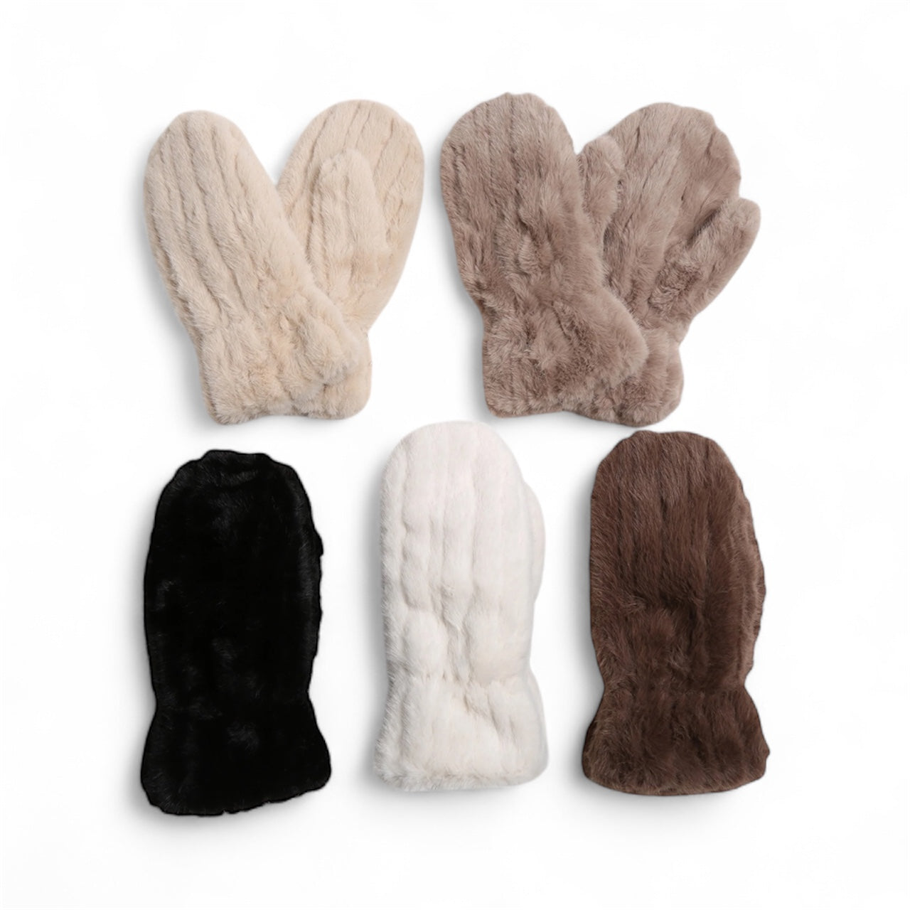 Seamed Faux Fur Mittens