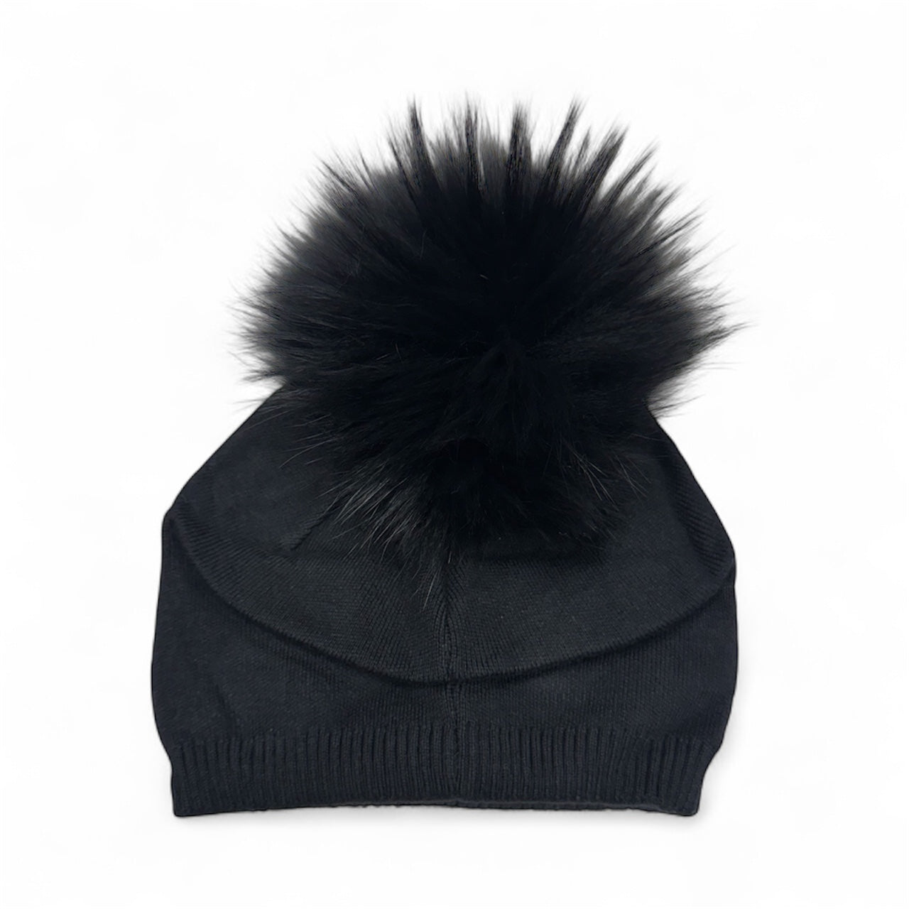 Plain Cashmere Blend Slouch Pom Beanie