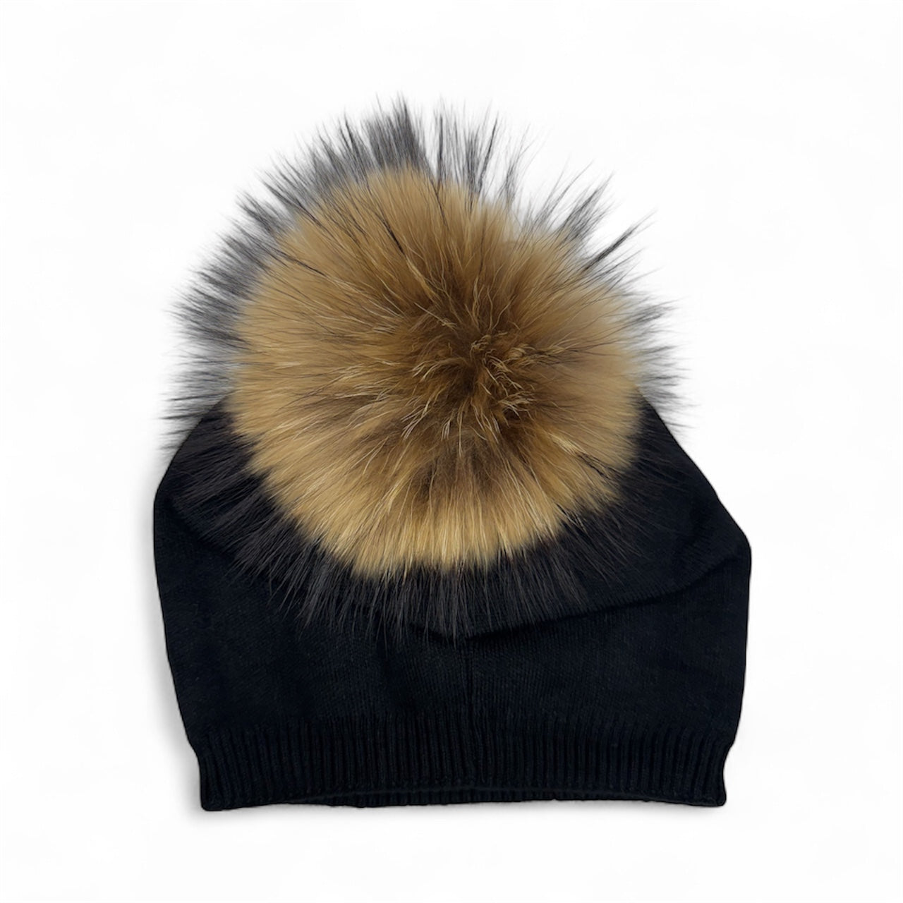 Plain Cashmere Blend Slouch Pom Beanie