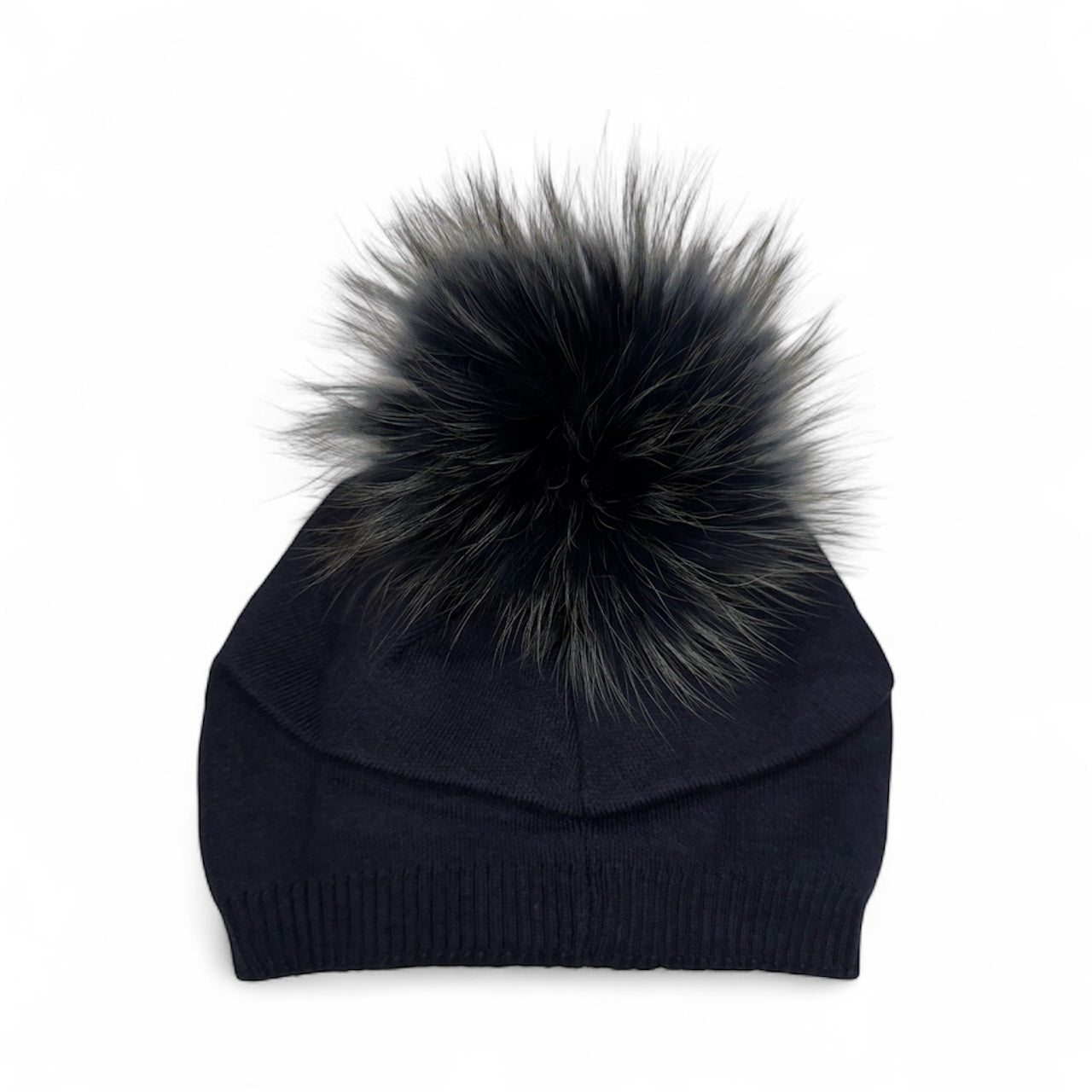 Plain Cashmere Blend Slouch Pom Beanie