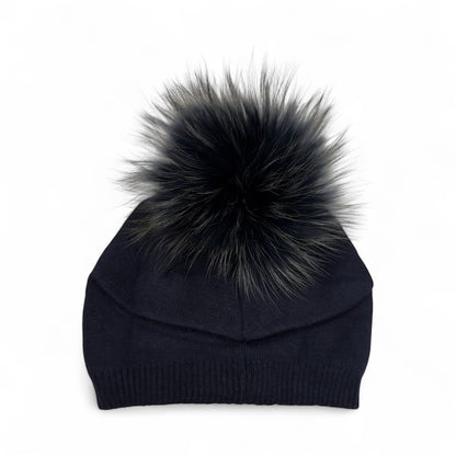 Plain Cashmere Blend Slouch Pom Beanie