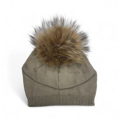 Plain Cashmere Blend Slouch Pom Beanie