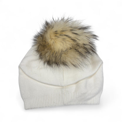 Plain Cashmere Blend Slouch Pom Beanie