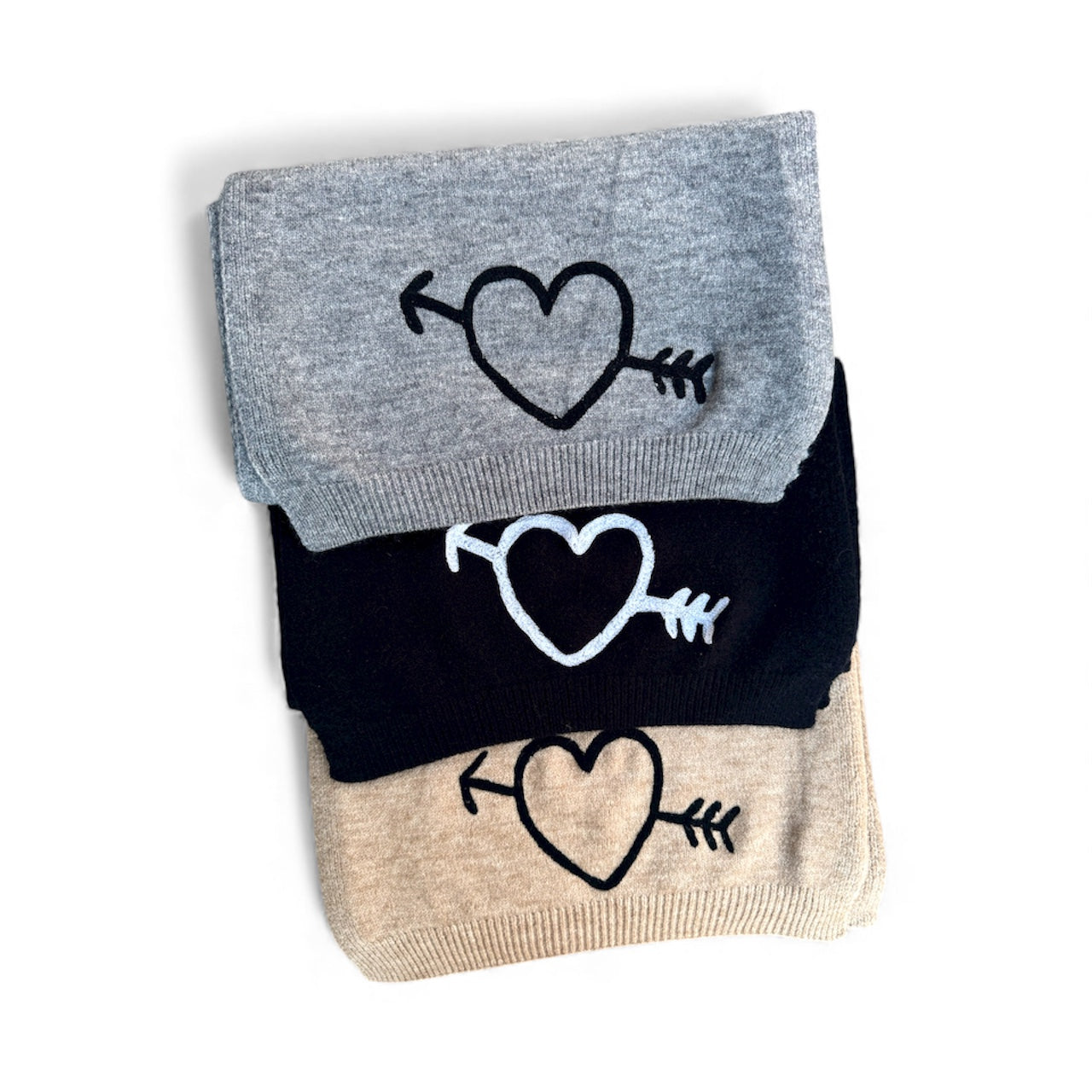 Embroidered Heart Sweater Scarf