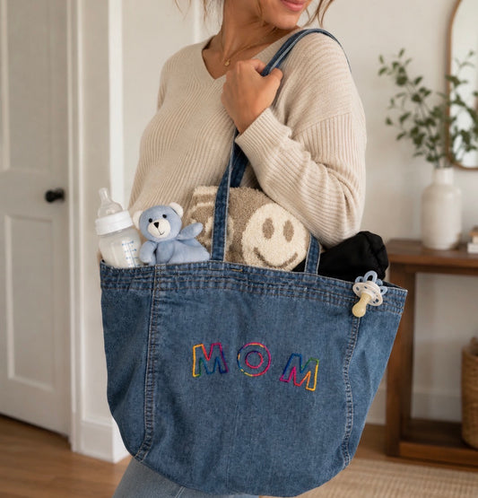 Custom Embroidered Denim Tote
