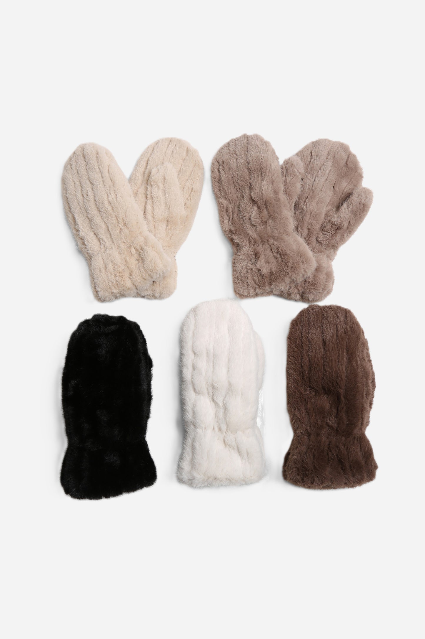 Seamed Faux Fur Mittens